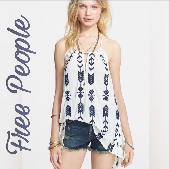 Free People Tops - Free People Oatmeal Peace Arrow Tunic Size